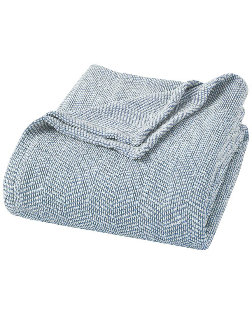 Shop Superior Maya Chenille Herringbone Medium Weight Throw In Blue