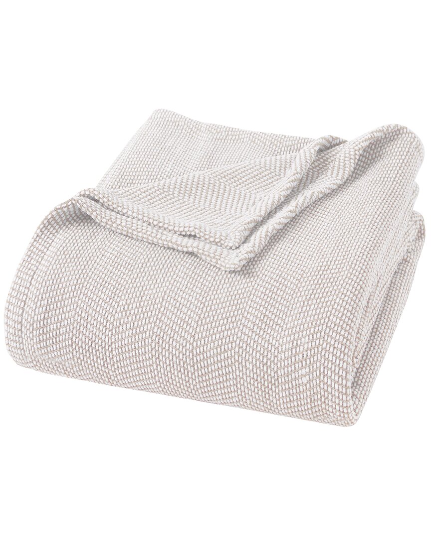 Superior Maya Chenille Herringbone Medium Weight Blanket In Brown