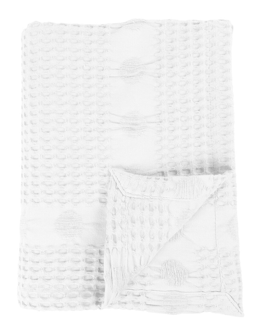 Superior Mai Geometric Waffle Medium Weight Throw In White