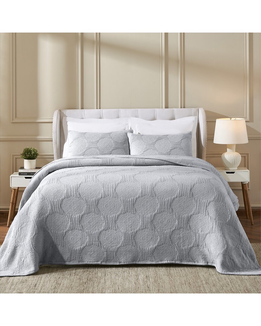 Superior Tanta Medium Weight Crinkle Woven Coverlet In Blue