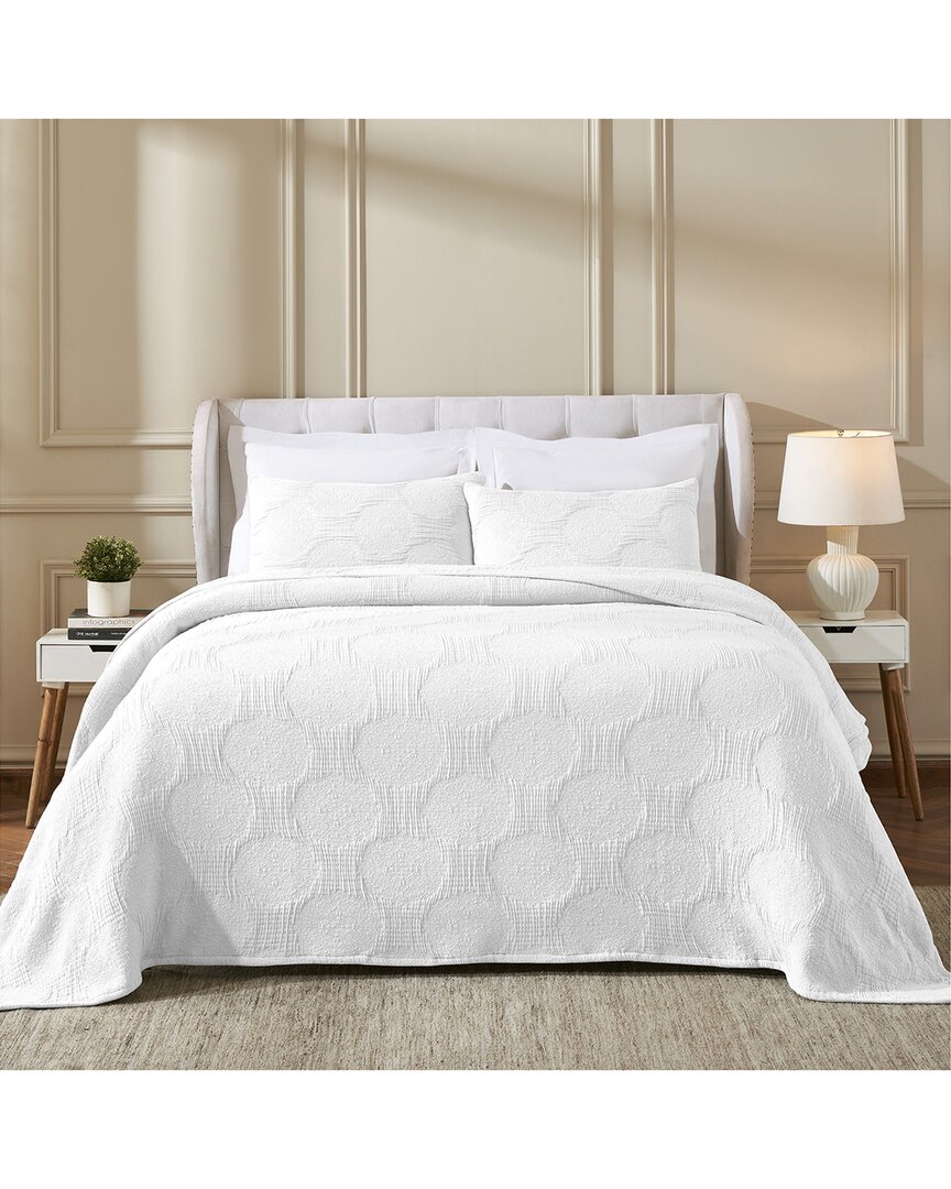 Superior Tanta Medium Weight Crinkle Woven Coverlet In White