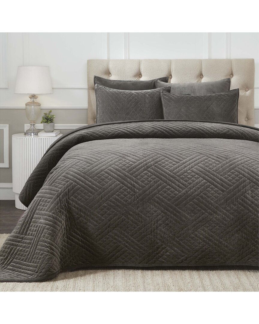 Superior Karina Velvet Lightweight Quilt Set In Grey