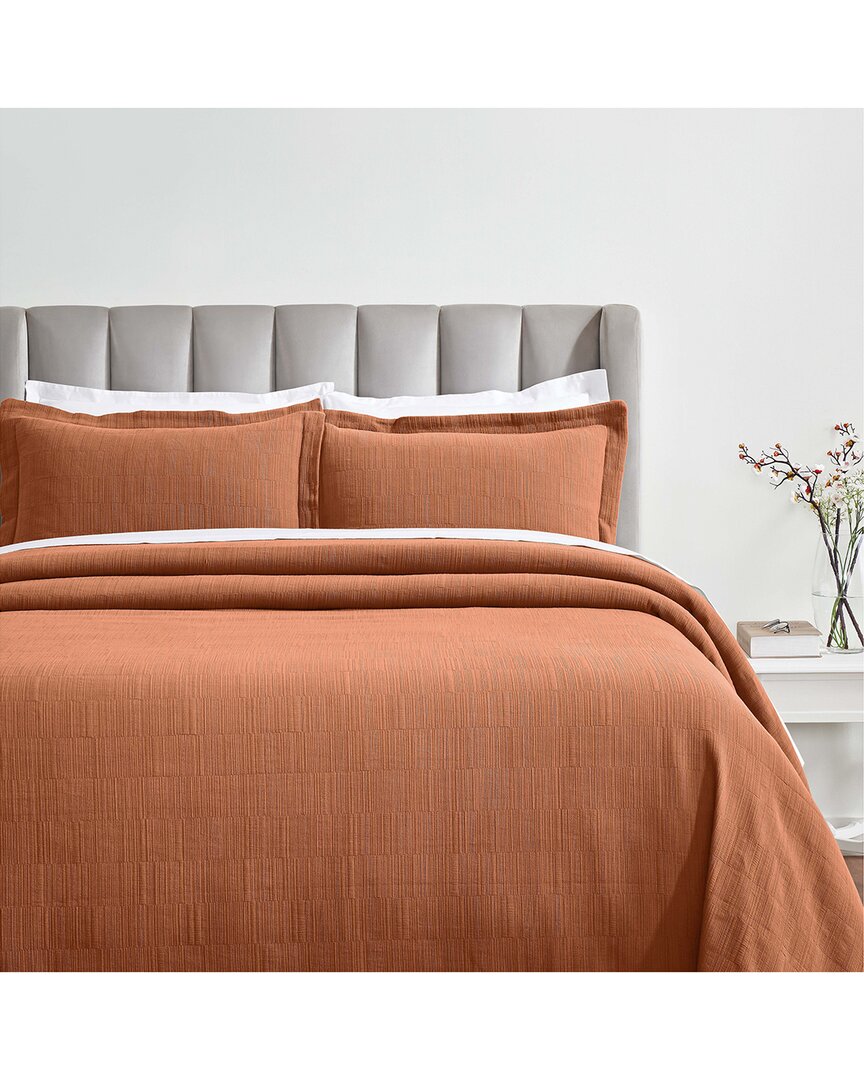 Superior Zenith Medium Weight Matelasse Bedspread Set In Orange