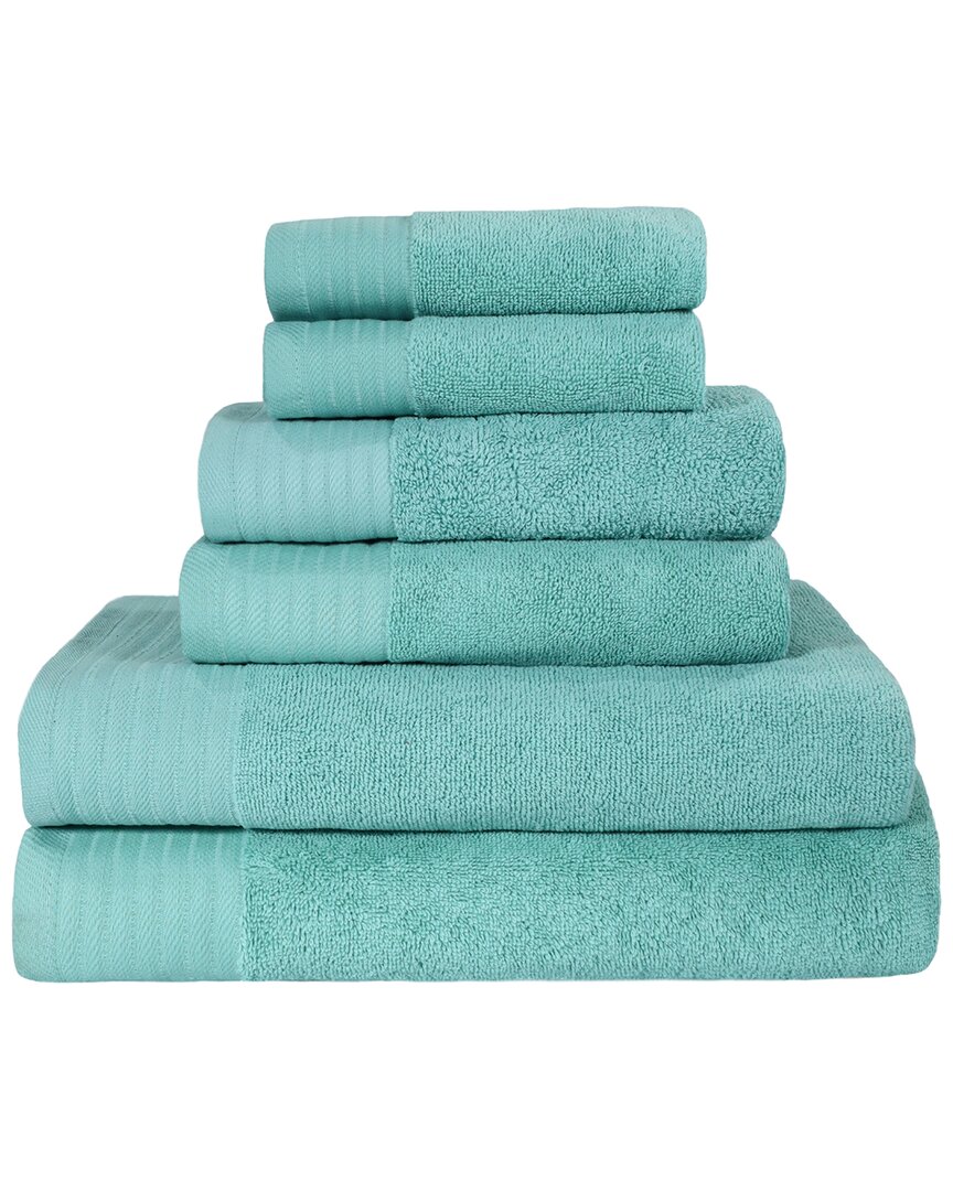 Superior Turkish Cotton 6pc Highly Absorbent Solid Towel Set In Blue