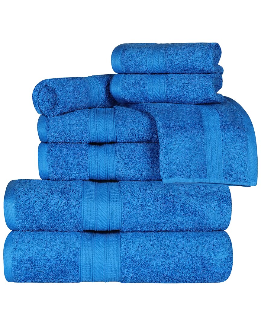 Superior Long Staple Combed Cotton Highly Absorbent Solid 8pc Quick-drying Towel Set In Multi
