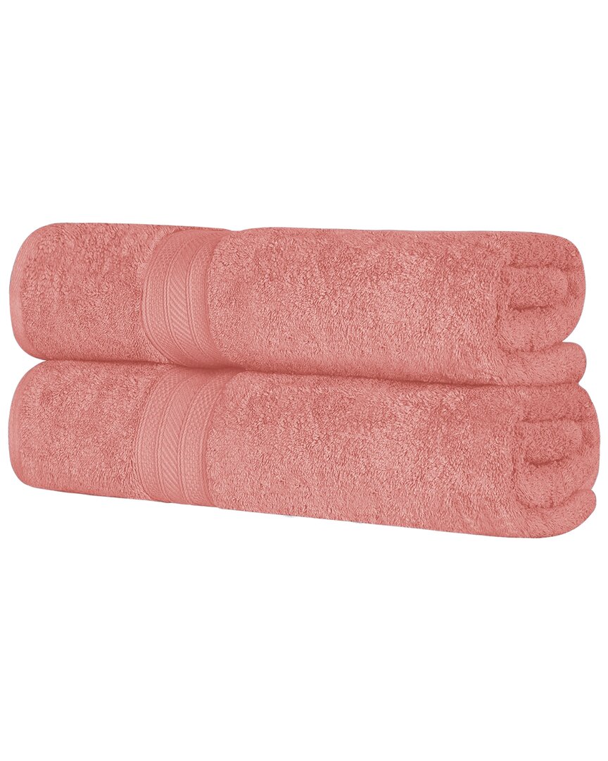 Superior Long Staple Combed Cotton Highly Absorbent Solid 2pc Quick-drying Bath Sheet Set In Blush