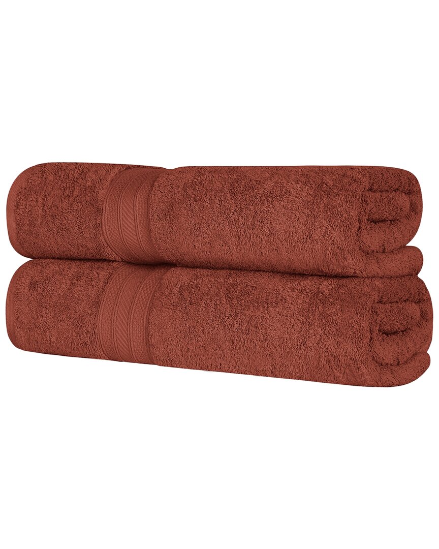 Superior Long Staple Combed Cotton Highly Absorbent Solid 2pc Quick-drying Bath Sheet Set In Brown
