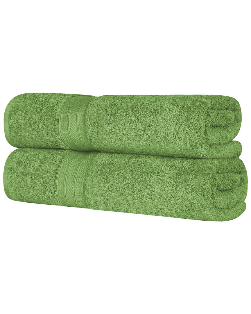 Superior Long Staple Combed Cotton Highly Absorbent Solid 2pc Quick-drying Bath Sheet Set In Green