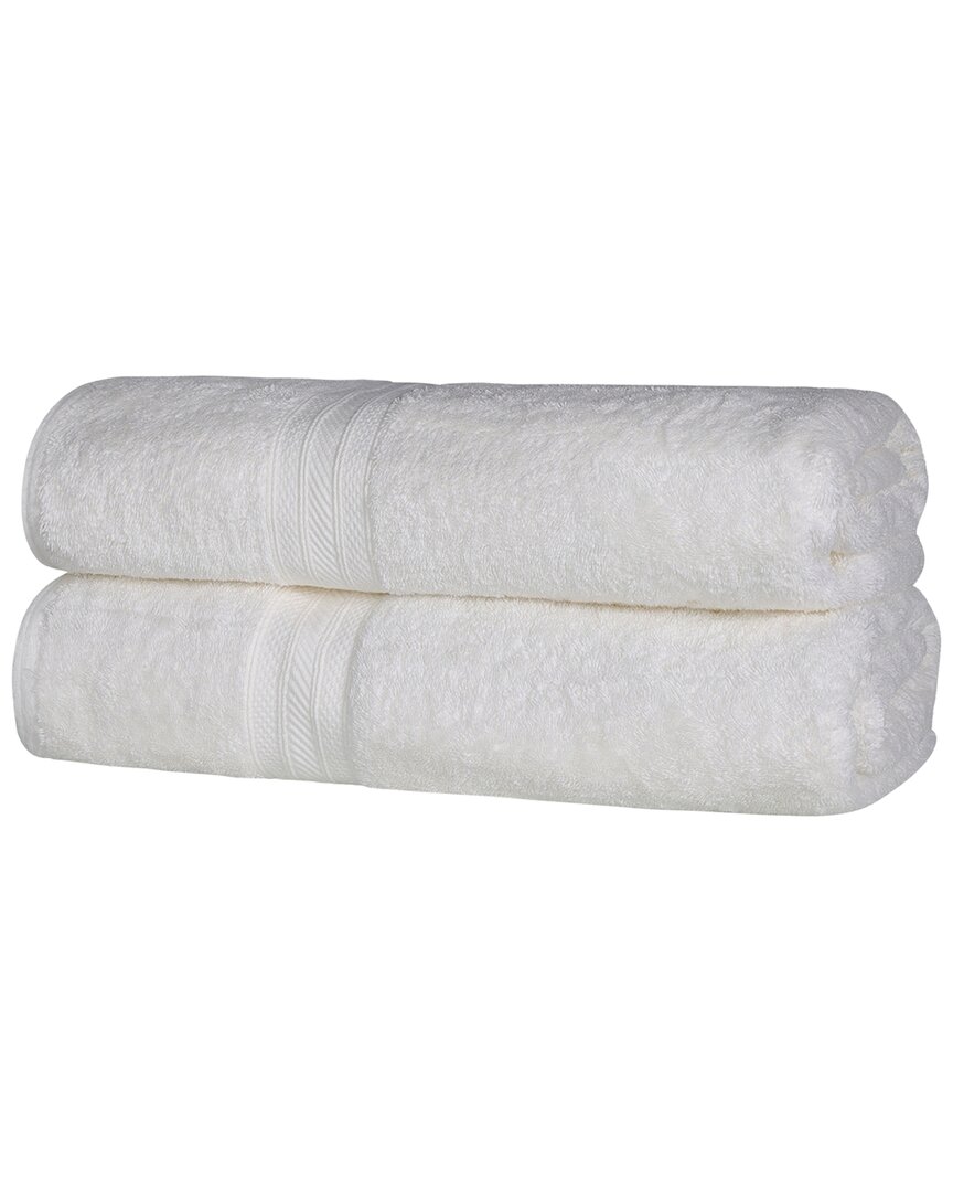 Superior Long Staple Combed Cotton Highly Absorbent Solid 2pc Quick-drying Bath Sheet Set In Ivory