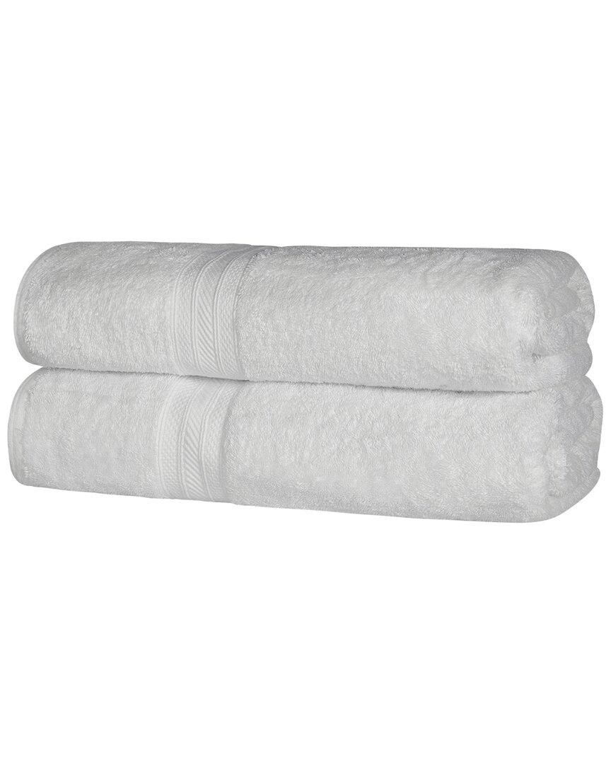 Superior Long Staple Combed Cotton Highly Absorbent Solid 2pc Quick-drying Bath Sheet Set In White