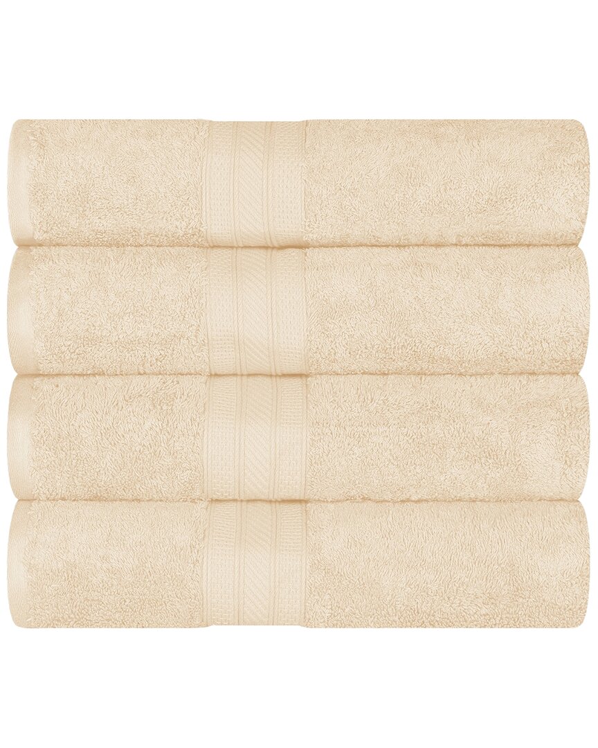 Superior Cotton Solid Highly-absorbent 4pc Luxury Bath Towel Set In Beige