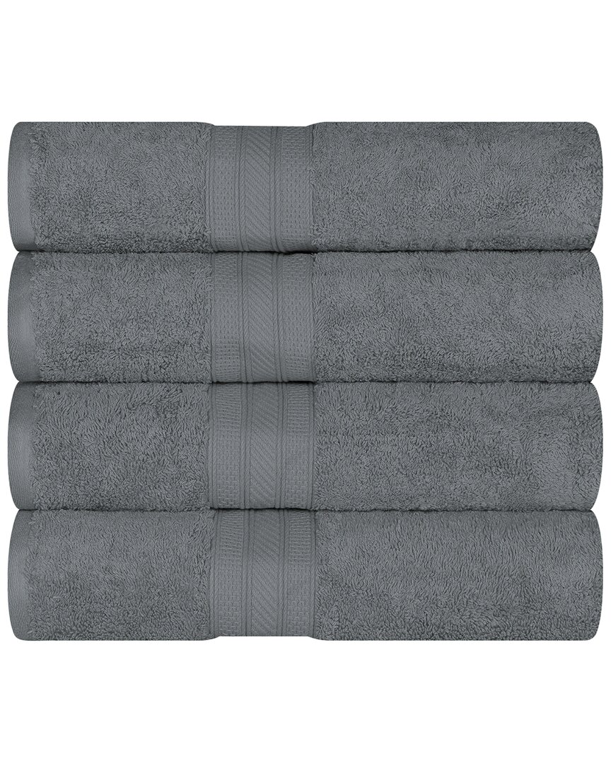 Superior Cotton Solid Highly-absorbent 4pc Luxury Bath Towel Set In Grey