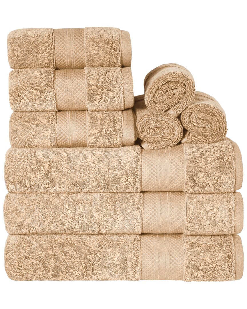 Superior Turkish Cotton Highly Absorbent Solid 9pc Ultra-plush Towel Set In Brown