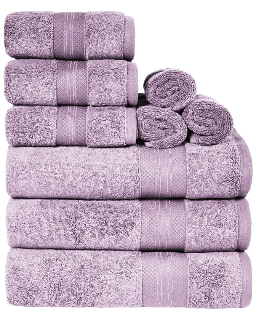 Superior Turkish Cotton Highly Absorbent Solid 9pc Ultra-plush Towel Set In Blue