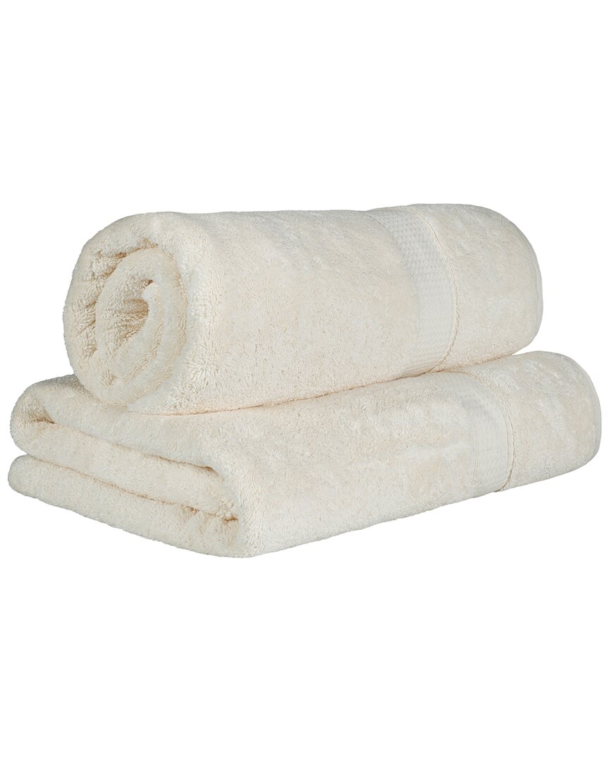 Superior Egyptian Cotton Highly Absorbent 2pc Ultra-plush Solid Bath Sheet Set In Cream