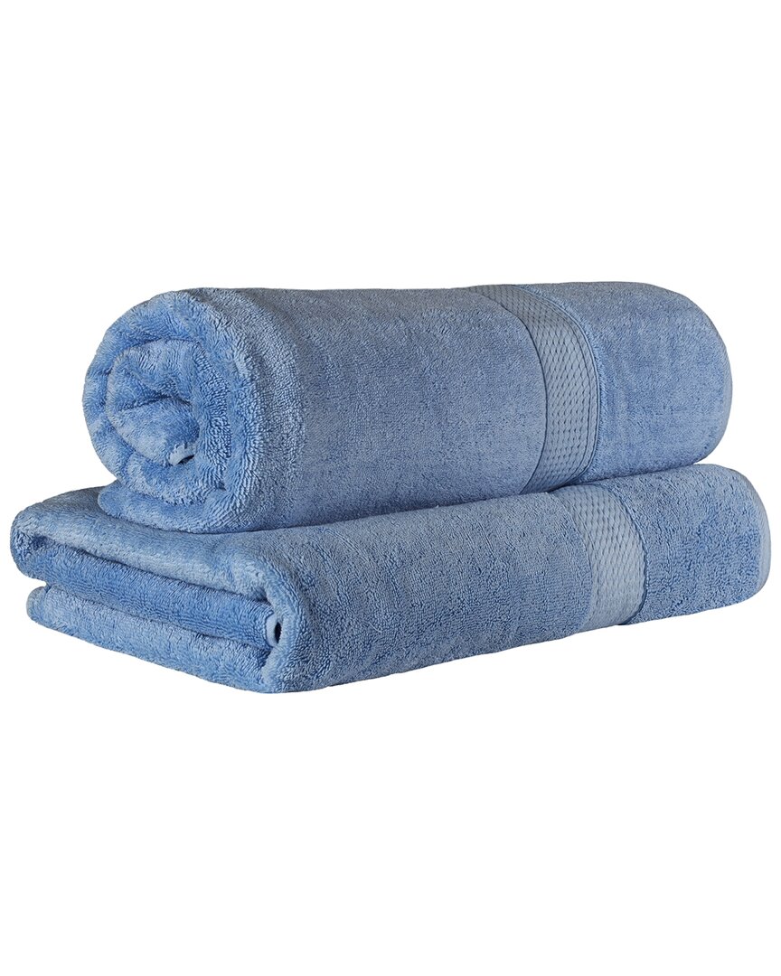 Superior Egyptian Cotton Highly Absorbent 2pc Ultra-plush Solid Bath Sheet Set In Blue
