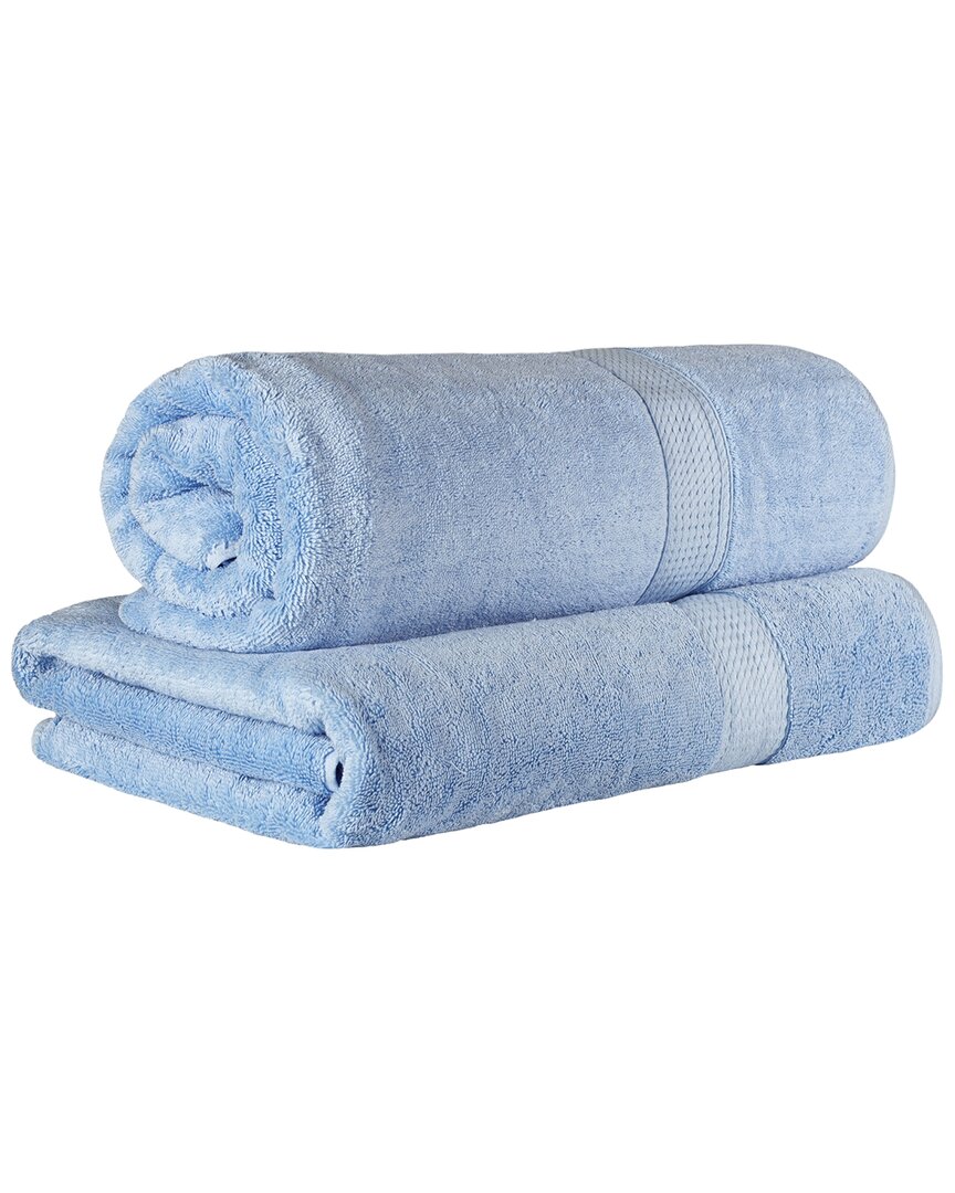 Superior Egyptian Cotton Highly Absorbent 2pc Ultra-plush Solid Bath Sheet Set In Blue