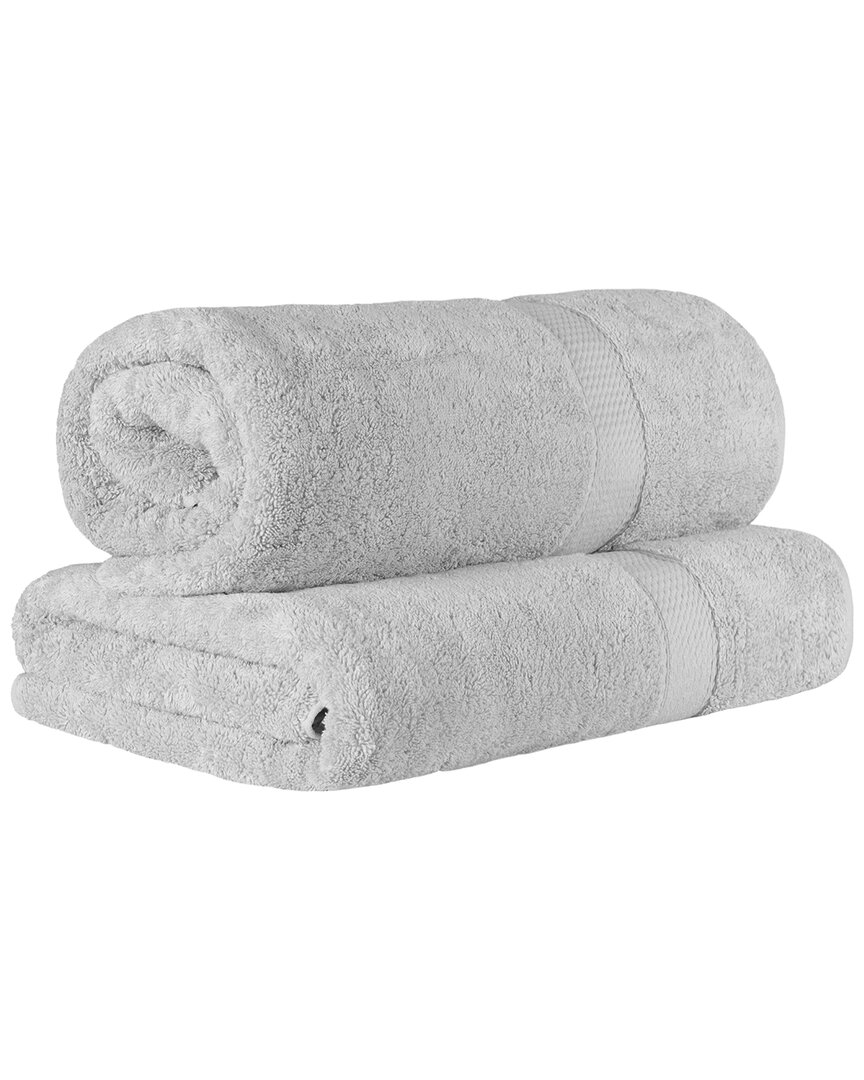 Superior Egyptian Cotton Highly Absorbent 2pc Ultra-plush Solid Bath Sheet Set In Silver