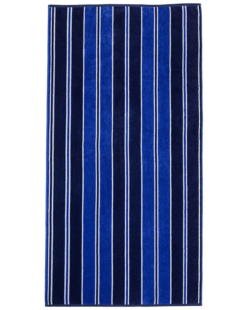 Superior Cotton Aqua Stripes Oversized Beach Towel In Blue