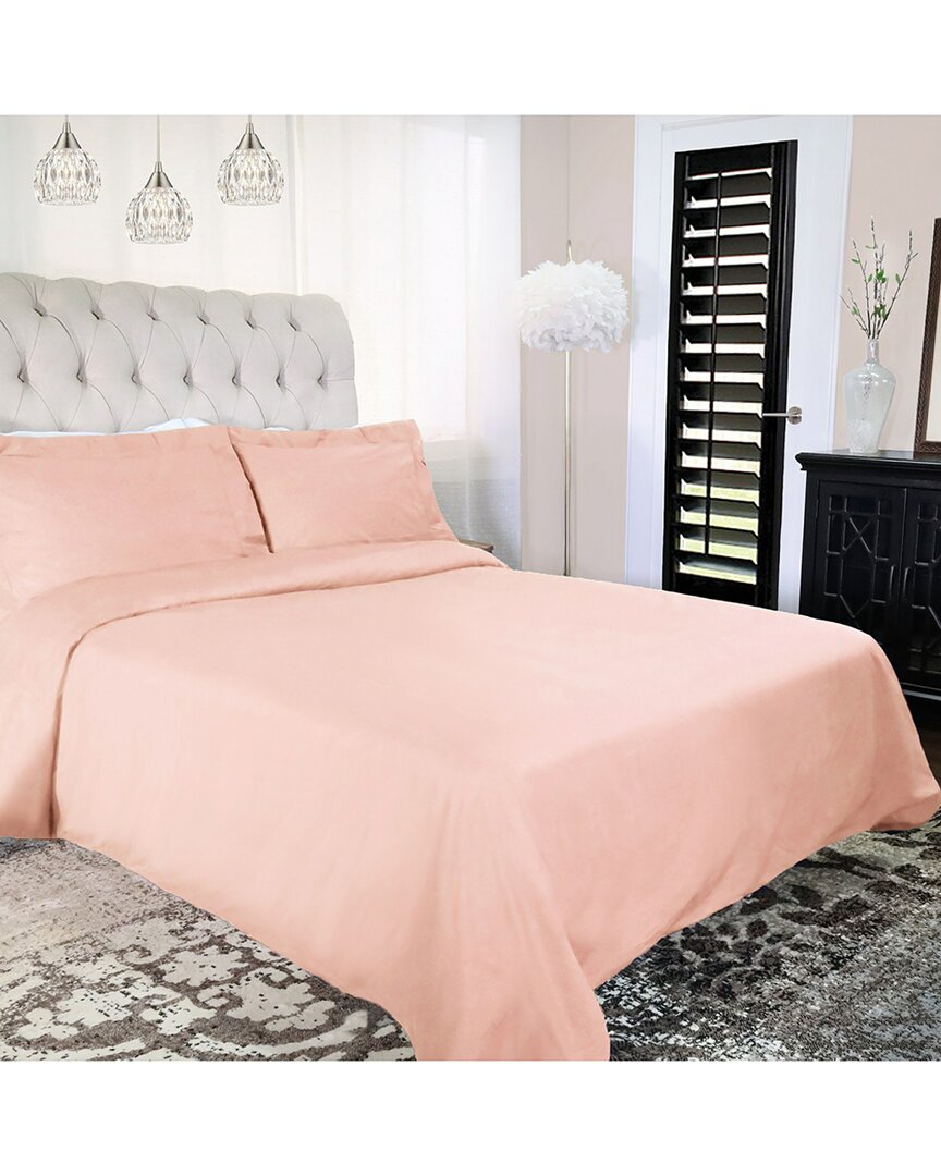 Shop Superior Solid 300-thread Count Cotton Percale Duvet Cover Set In Blush