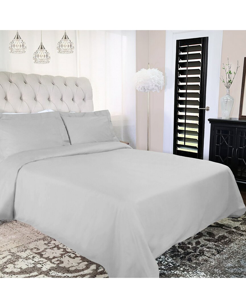 Superior Solid 300-thread Count Cotton Percale Duvet Cover Set In Silver