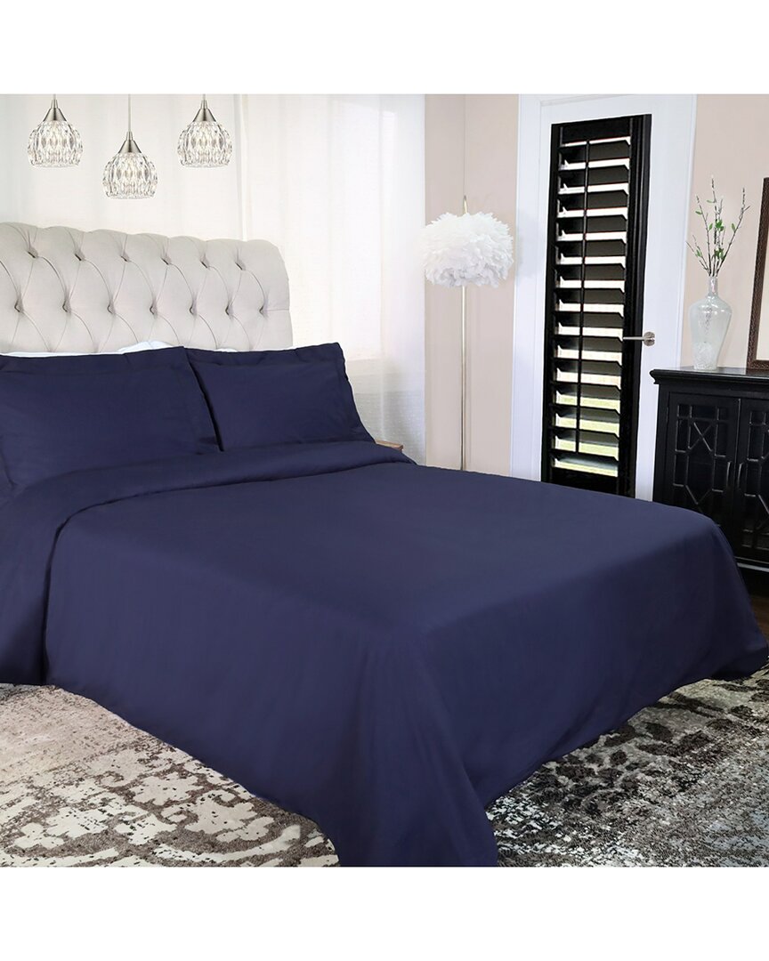 Superior Solid 300-thread Count Cotton Percale Duvet Cover Set In Blue