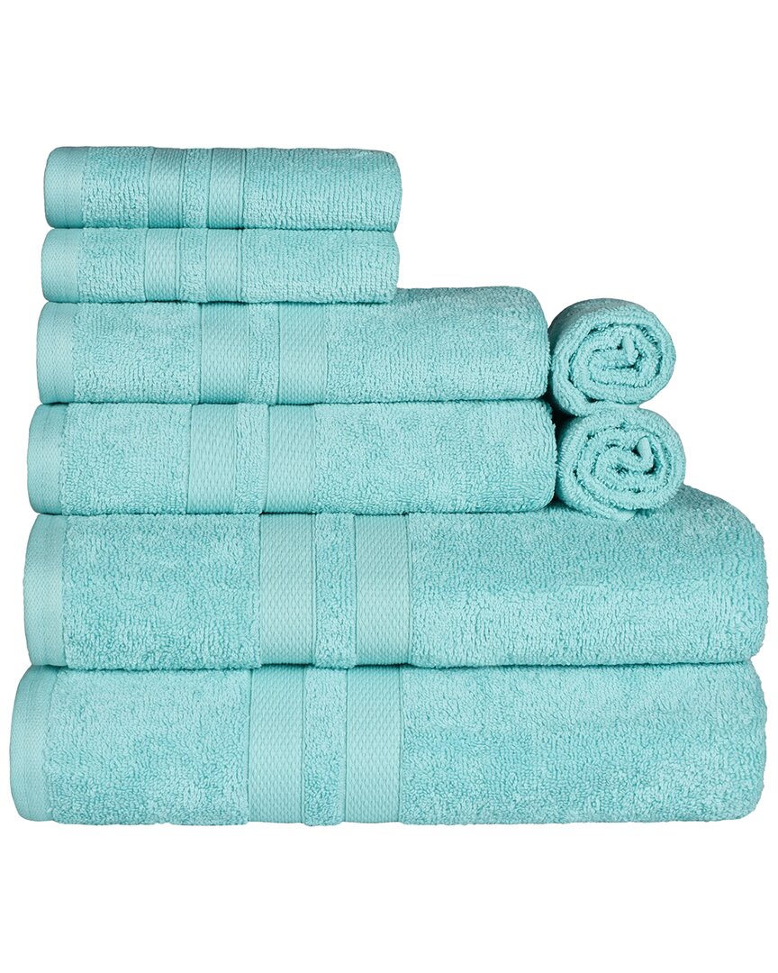 Superior Cotton Highly Absorbent Solid Assorted 8pc Quick-drying Towel Set In Blue
