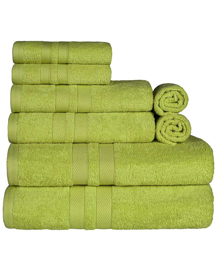 Superior Cotton Highly Absorbent Solid Assorted 8pc Quick-drying Towel Set In Green