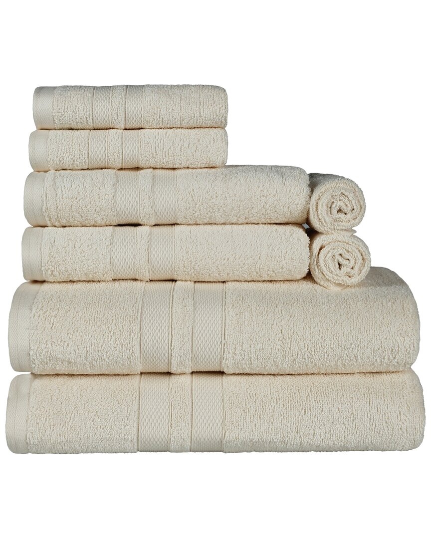 Superior Cotton Highly Absorbent Solid Assorted 8pc Quick-drying Towel Set In Ivory
