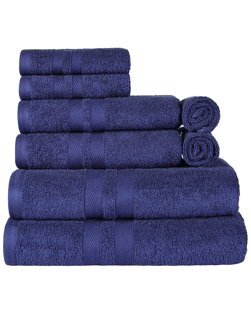 Superior Cotton Highly Absorbent Solid Assorted 8pc Quick-drying Towel Set In Navy