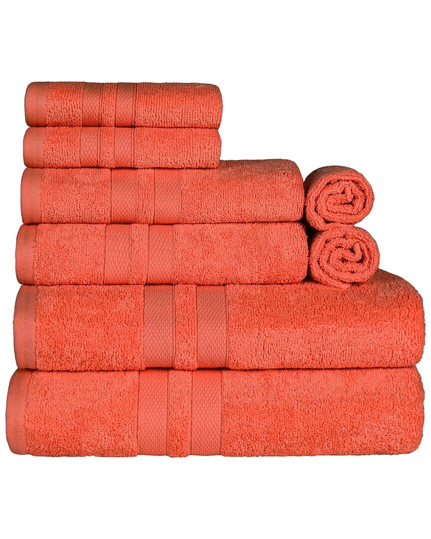Superior Cotton Highly Absorbent Solid Assorted 8pc Quick-drying Towel Set In Orange