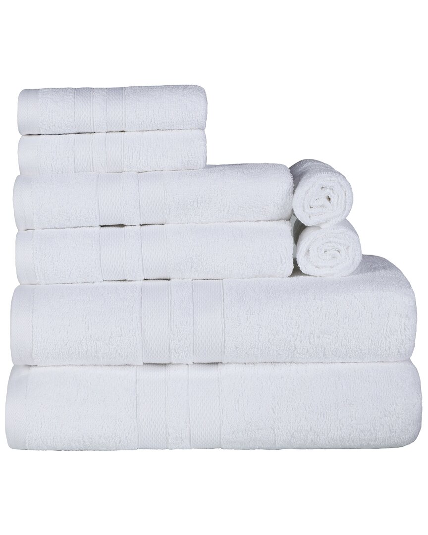 Superior Cotton Highly Absorbent Solid Assorted 8pc Quick-drying Towel Set In White