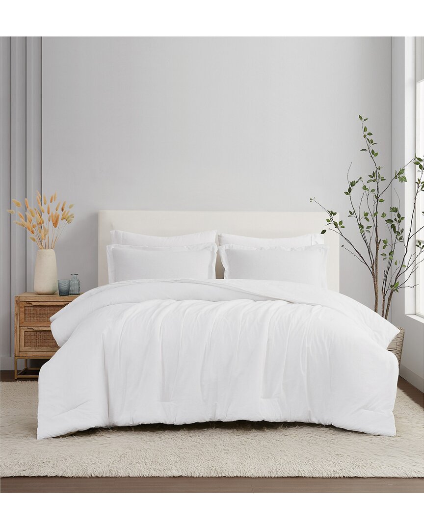 Brooklyn Loom Solid Linen 3pc Comforter Set In White