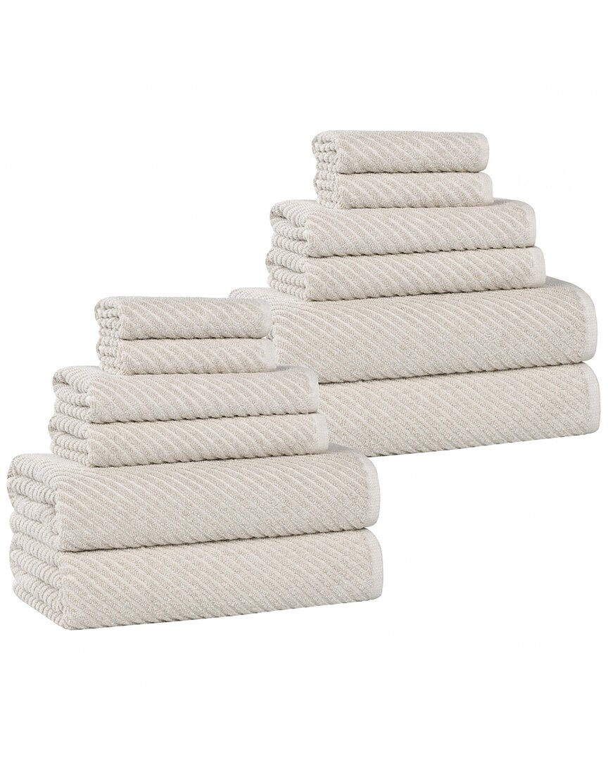 Superior Amelia Medium Weight Diagonal Stripes 12pc Towel Set