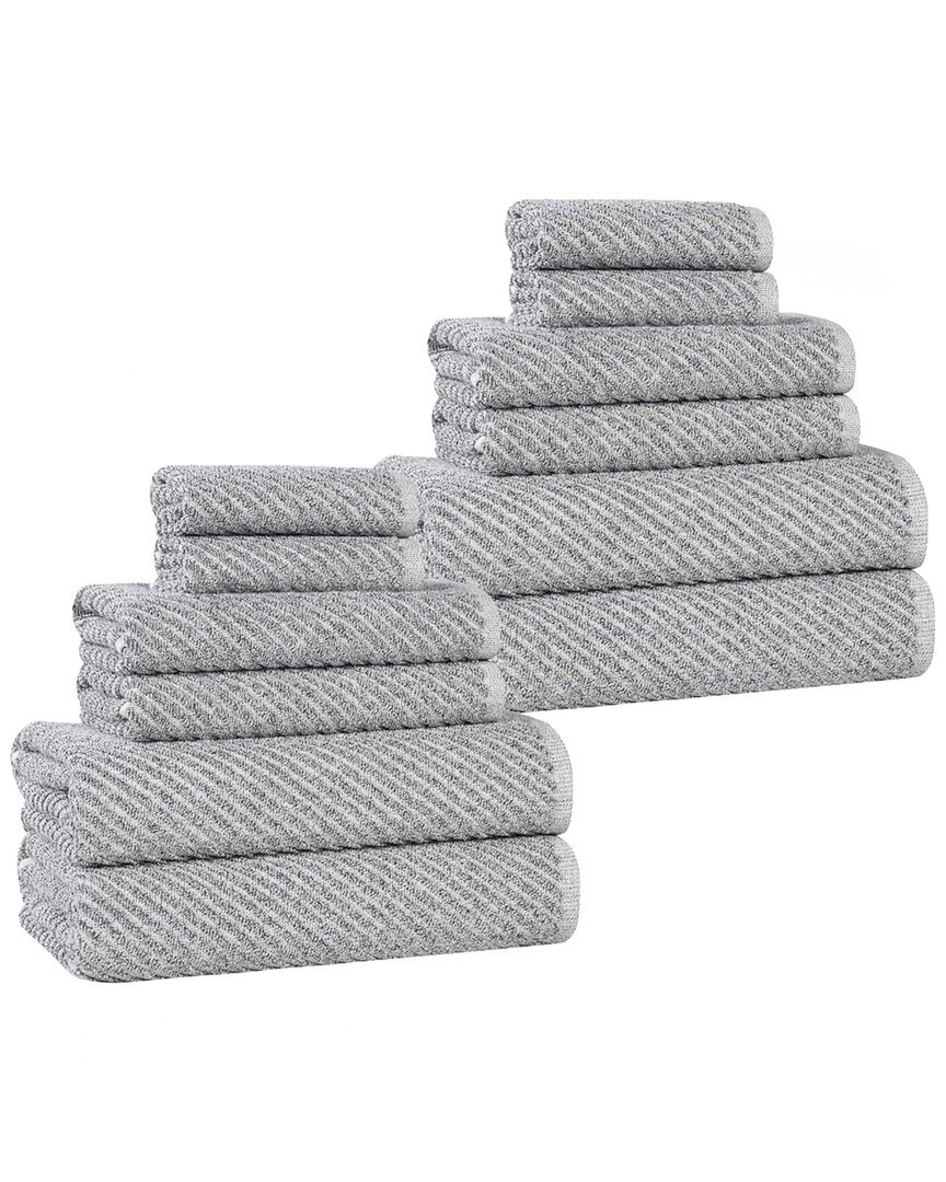 Superior Amelia Medium Weight Diagonal Stripes 12pc Towel Set