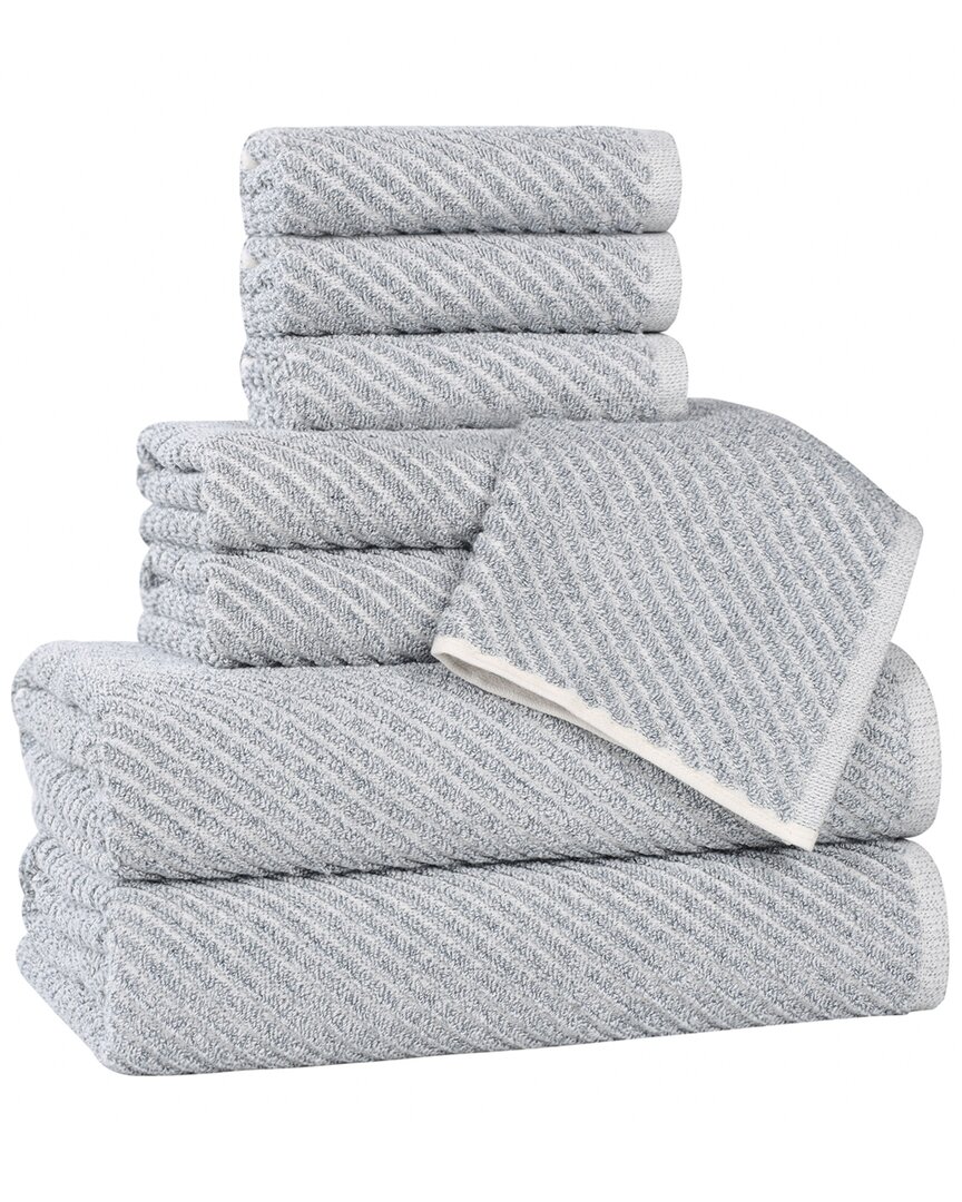 Superior Amelia Medium Weight Diagonal Stripes 8pc Towel Set