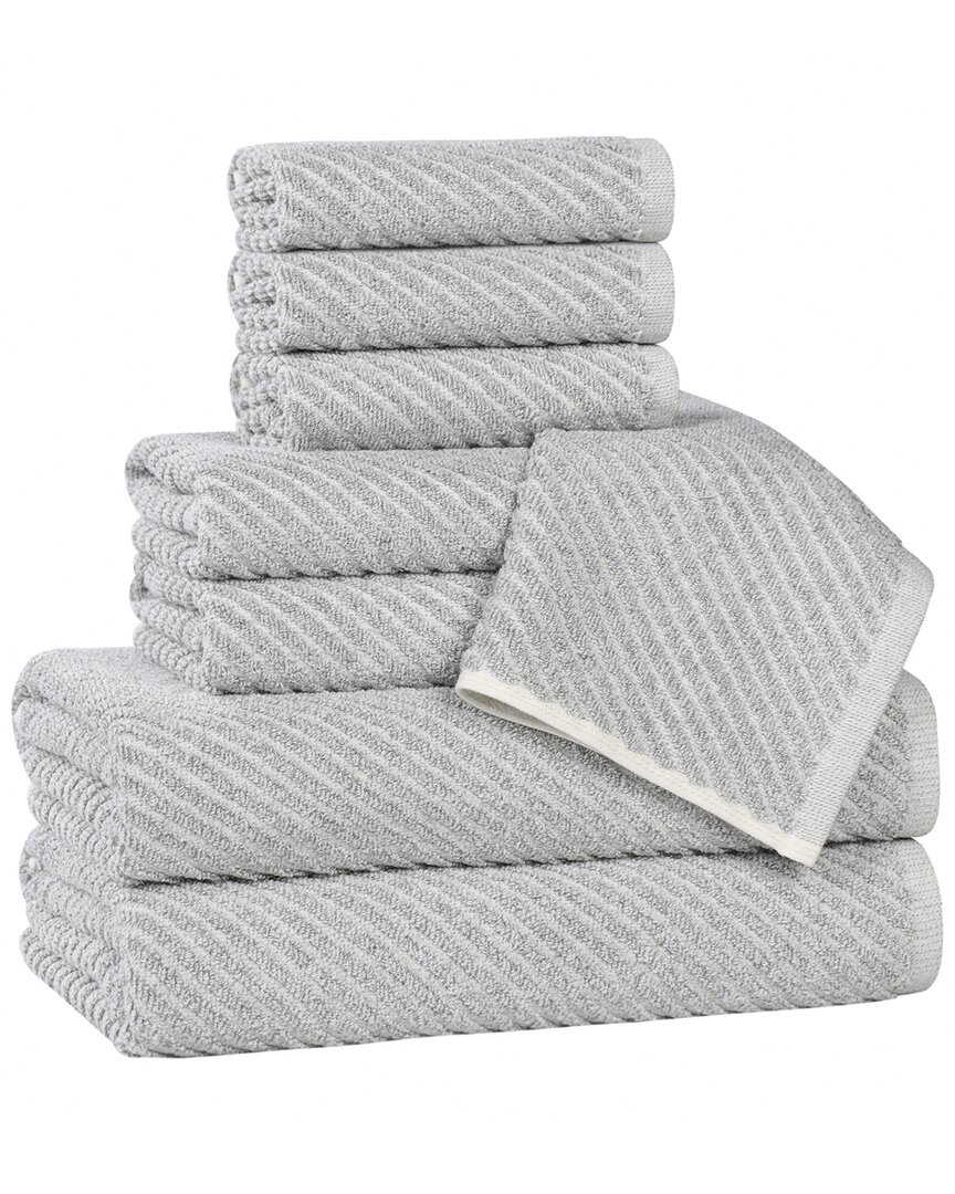 Superior Amelia Medium Weight Diagonal Stripes 8pc Towel Set