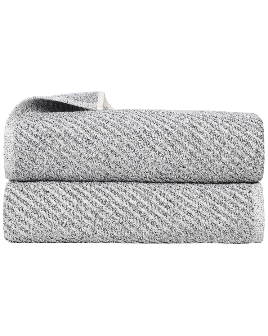 Superior Set Of 2 Amelia Medium Weight Diagonal Stripes Bath Sheets