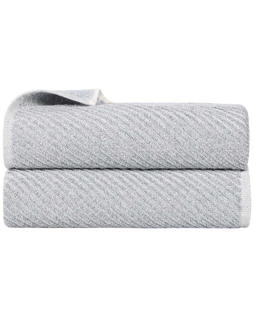 Superior Set Of 2 Amelia Medium Weight Diagonal Stripes Bath Sheets