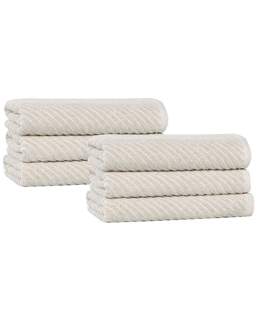Superior Set Of 6 Amelia Medium Weight Diagonal Stripes Hand Towels