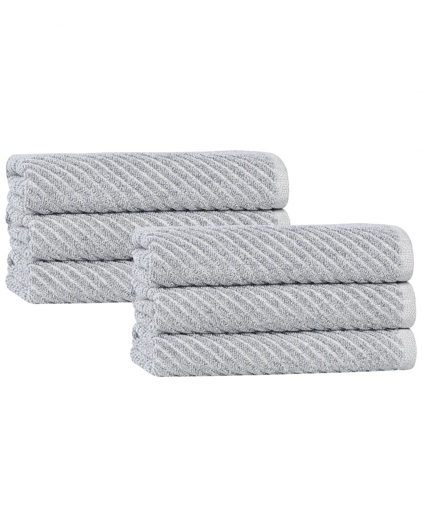 Superior Set Of 6 Amelia Medium Weight Diagonal Stripes Hand Towels