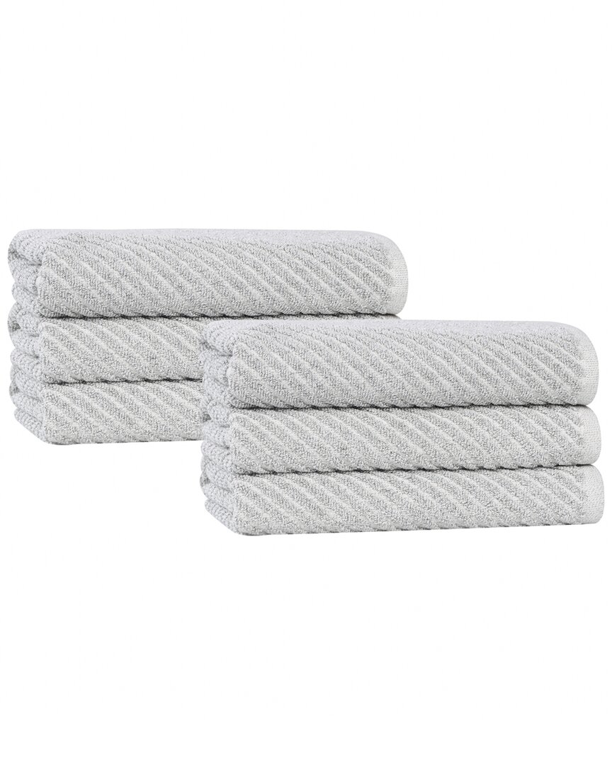 Superior Set Of 6 Amelia Medium Weight Diagonal Stripes Hand Towels