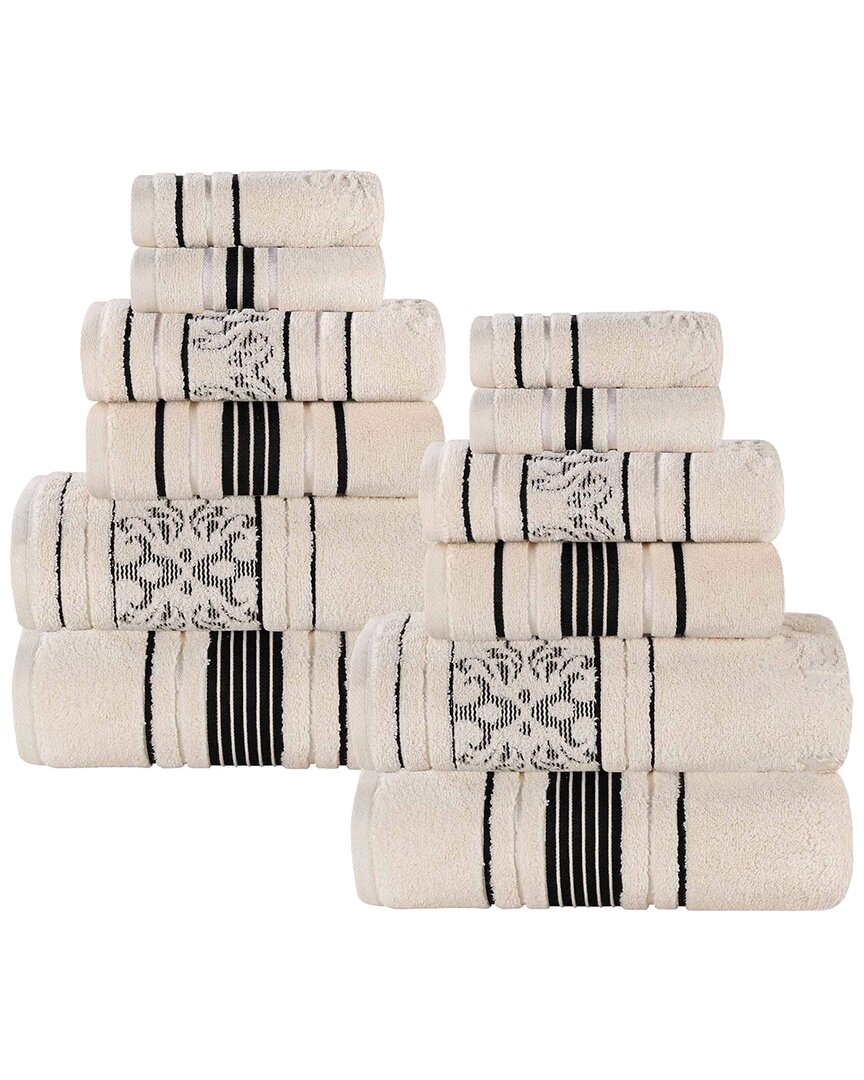 Superior Sadie Zero Twist Cotton Jacquard Floral Absorbent 12pc Assorted Towel  Set