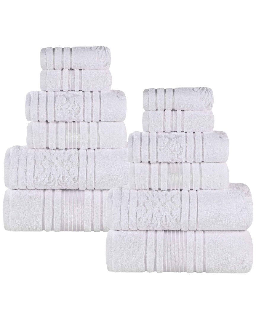 Superior Sadie Zero Twist Cotton Jacquard Floral Absorbent 12pc Assorted Towel Set