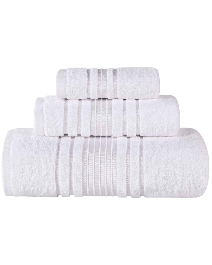 Superior Sadie Zero Twist Cotton Elegant Floral Absorbent 3pc Solid Towel Set