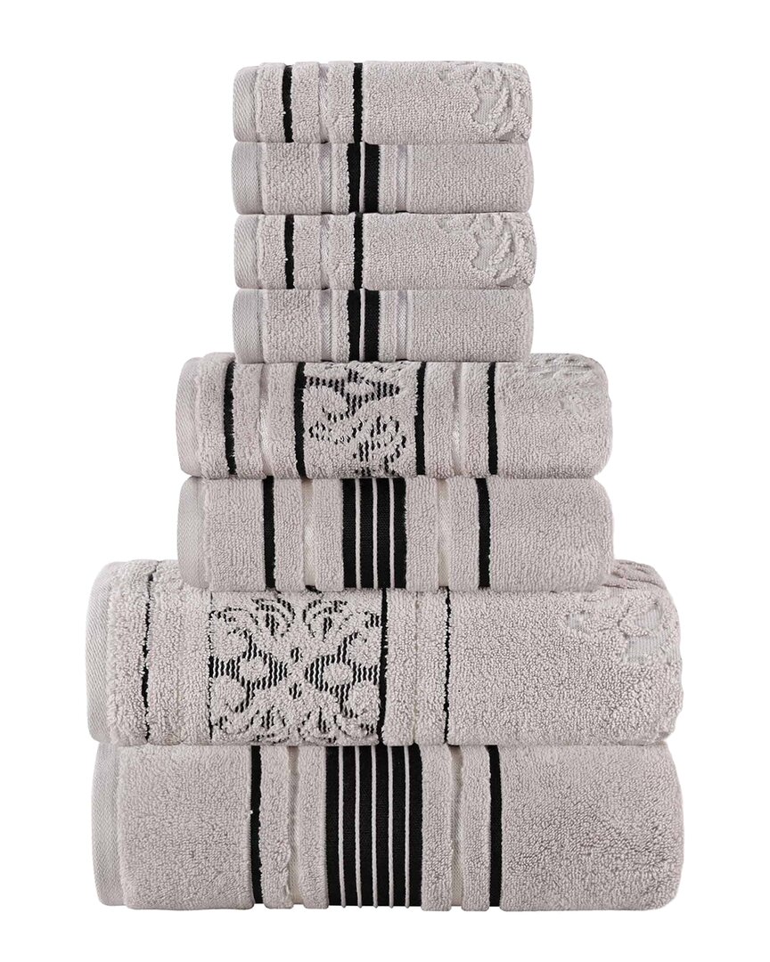 Superior Sadie Zero Twist Cotton Jacquard Floral Absorbent 8pc Assorted Towel  Set