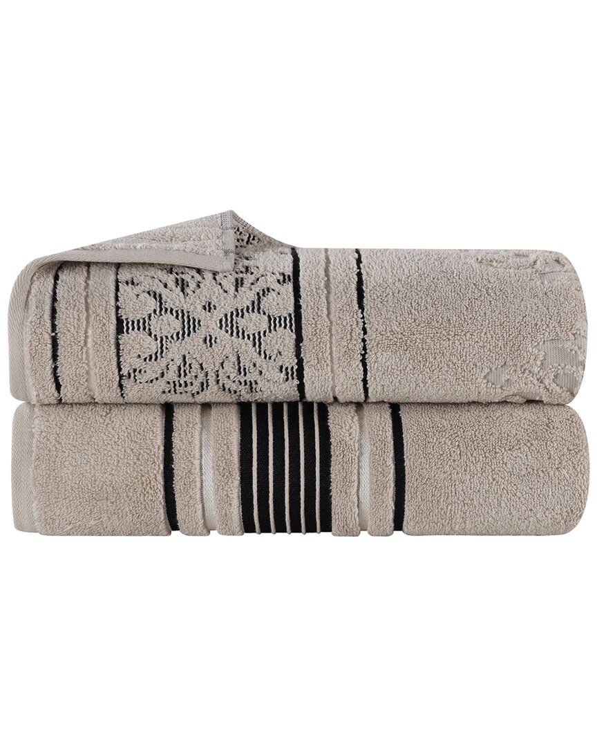 Superior Set Of 2 Sadie Zero Twist Cotton Jacquard Floral Absorbent Bath Sheets