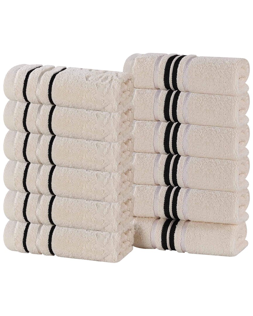 Superior Set Of 12 Sadie Zero Twist Cotton Jacquard Floral Absorbent Face Towel Washcloths