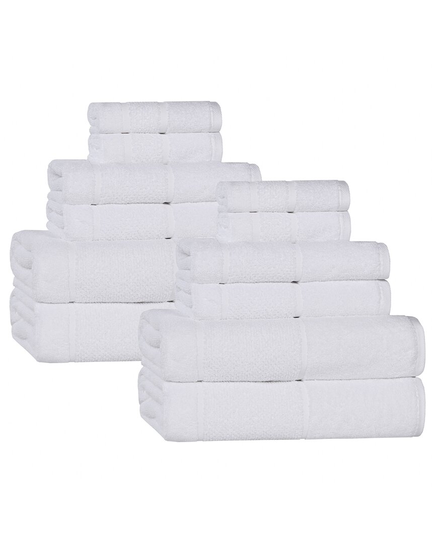 Superior Mile Smart Twist Cotton Medium Weight Solid Broad Border 12pc Towel Set