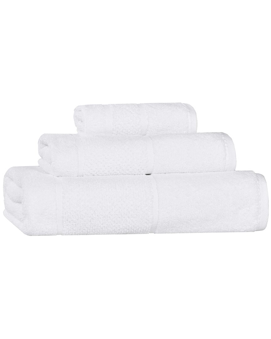 Superior Mile Smart Twist Cotton Medium Weight Solid Broad Border 3pc Towel Set